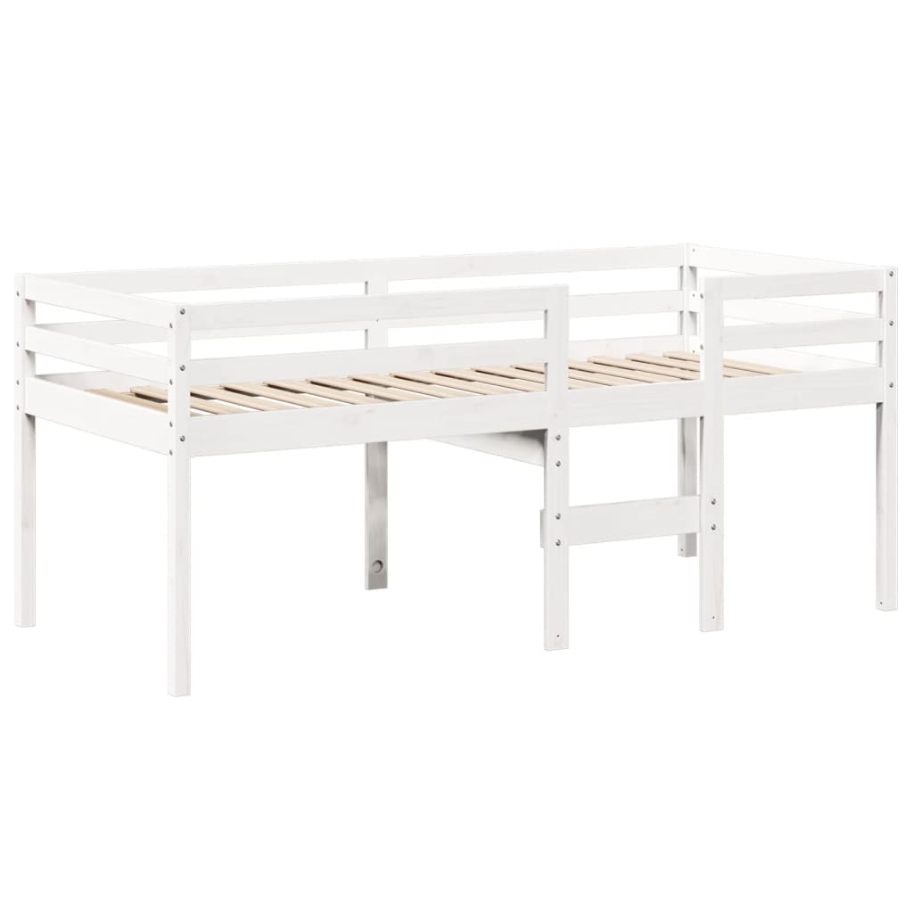 vidaXL High Sleeper Bed without Mattress White 75x190 cm Small Single Solid Wood Pine