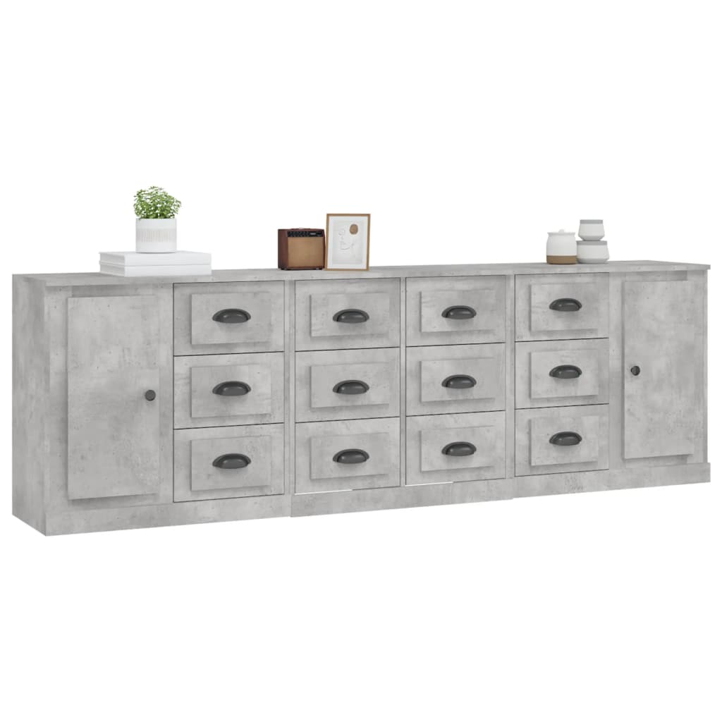 vidaXL Sideboards 3 pcs Concrete Grey Engineered Wood