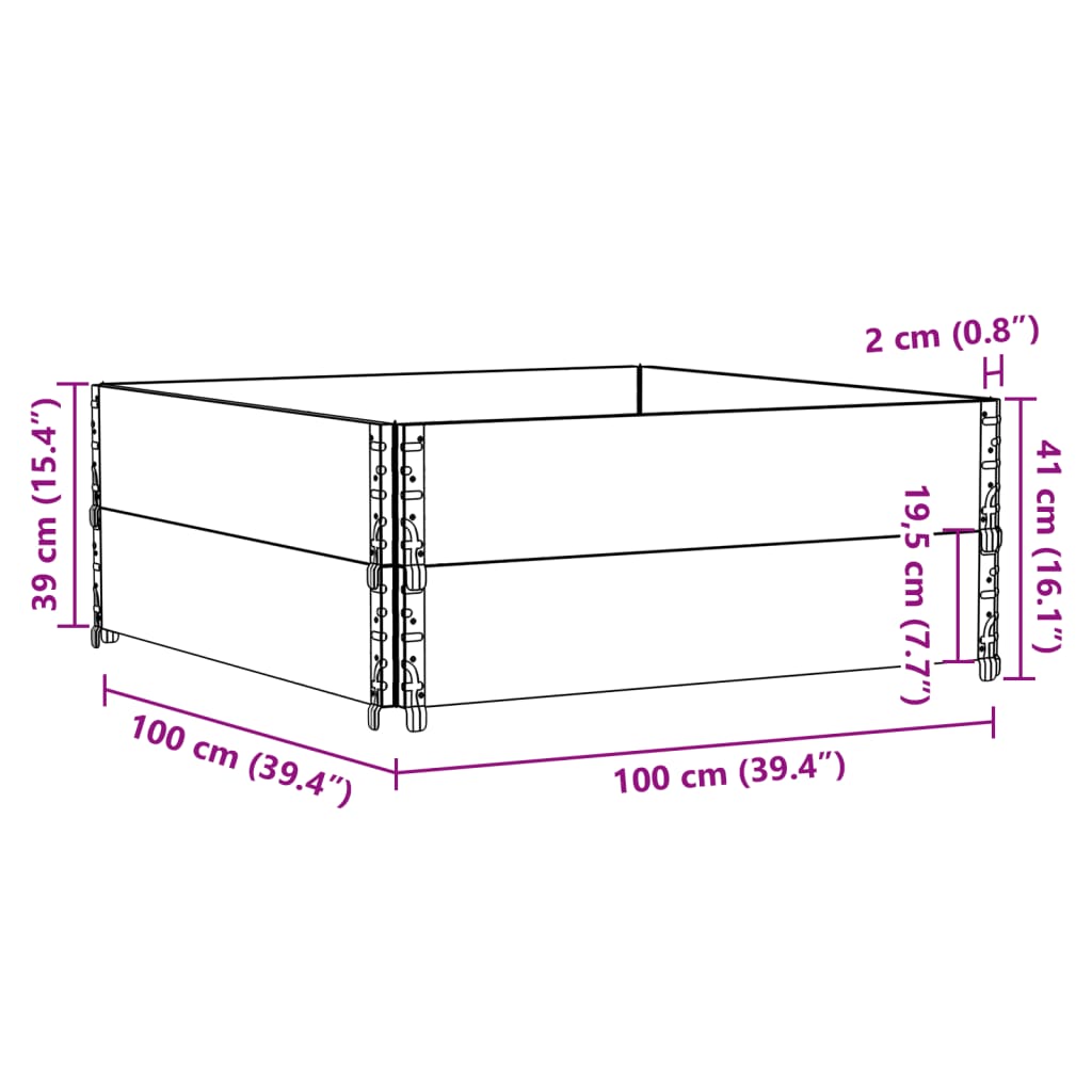 vidaXL Pallet Collars 2 pcs Black 100x100 cm Solid Wood Pine