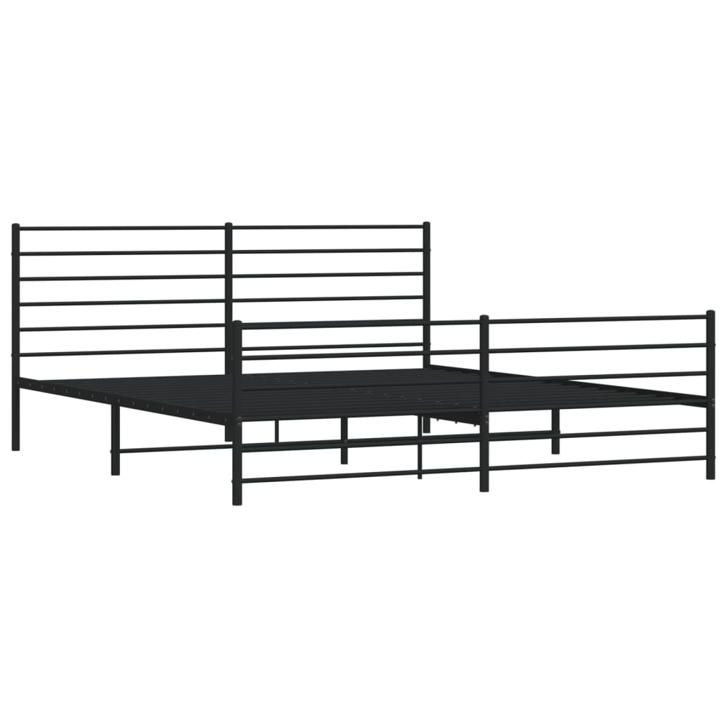 vidaXL Metal Bed Frame without Mattress with Footboard Black 183x213 cm