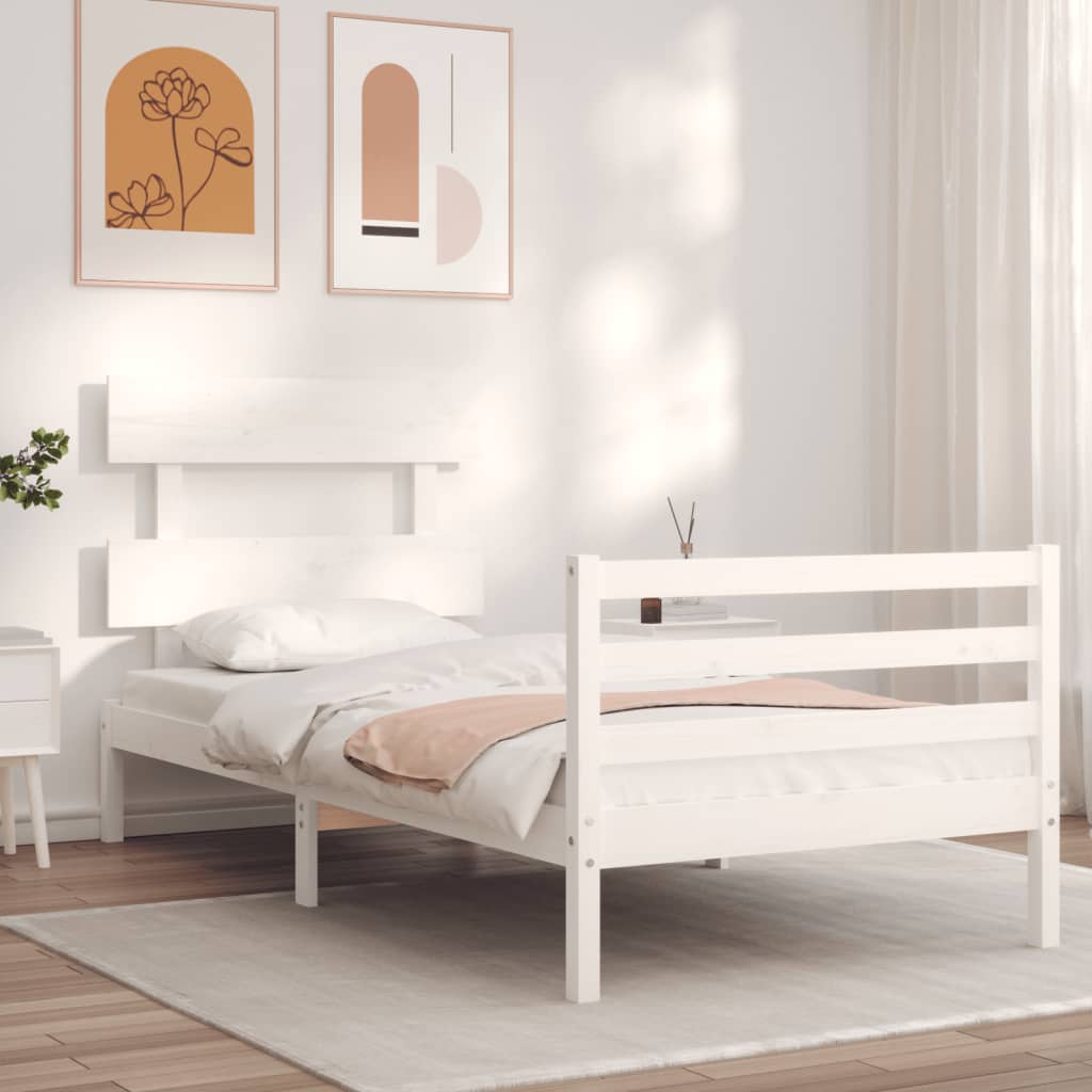 vidaXL Bed Frame without Mattress White 90x200 cm Solid Wood