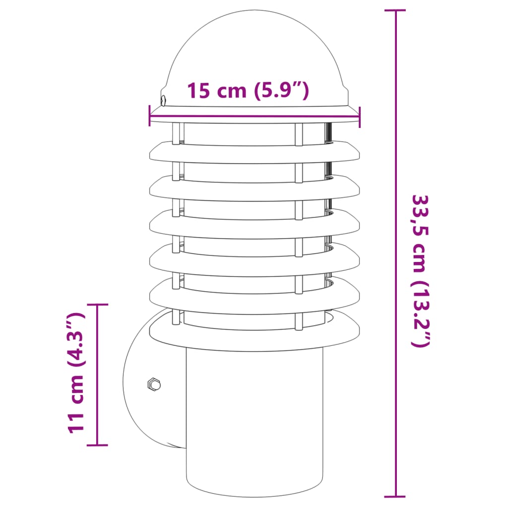 vidaXL Outdoor Wall Light Black Stainless Steel