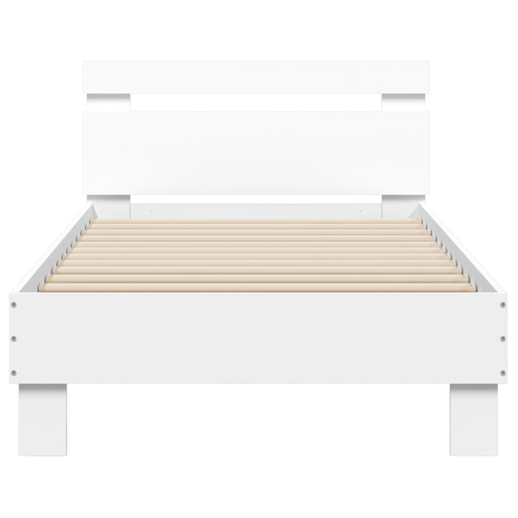 vidaXL Bed Frame without Mattress with Headboard White 90x200 cm