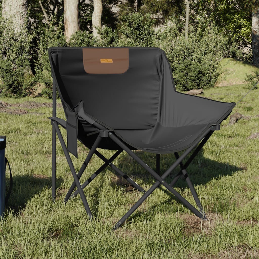 vidaXL Camping Chairs with Pocket Foldable 2 pcs Black