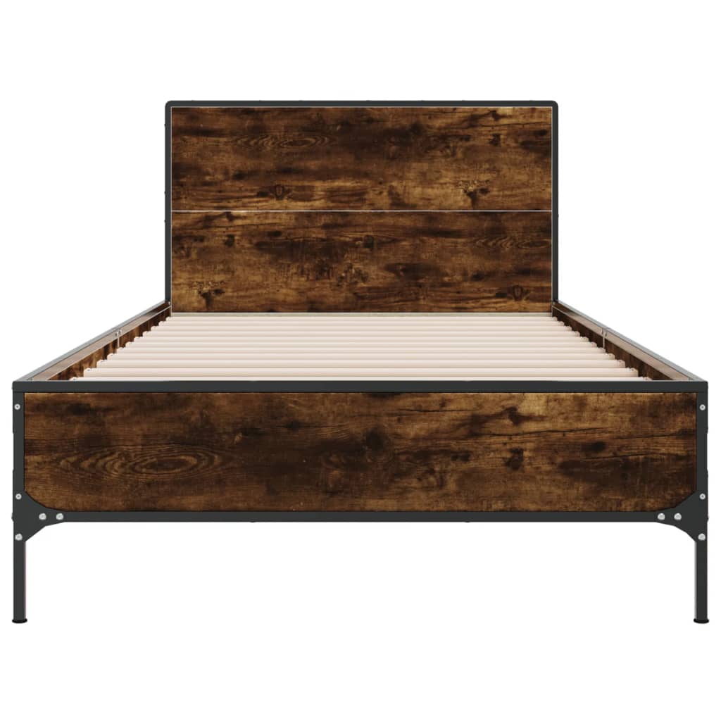 vidaXL Bed Frame without Mattress Smoked Oak 75x190 cm Small Single