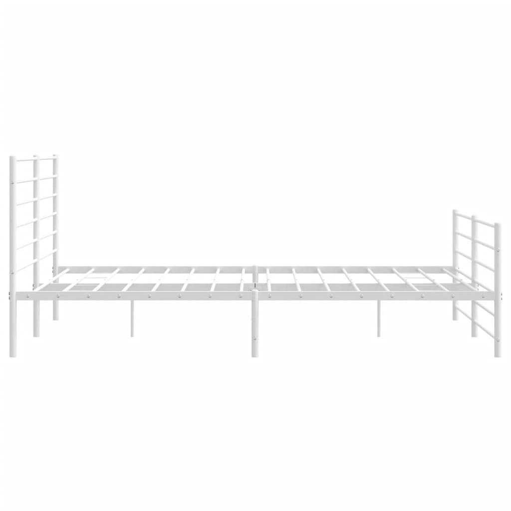 vidaXL Metal Bed Frame without Mattress with Footboard White 183x213 cm