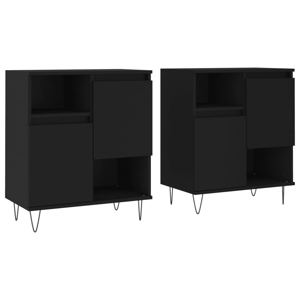 vidaXL Sideboards 2 pcs Black Engineered Wood