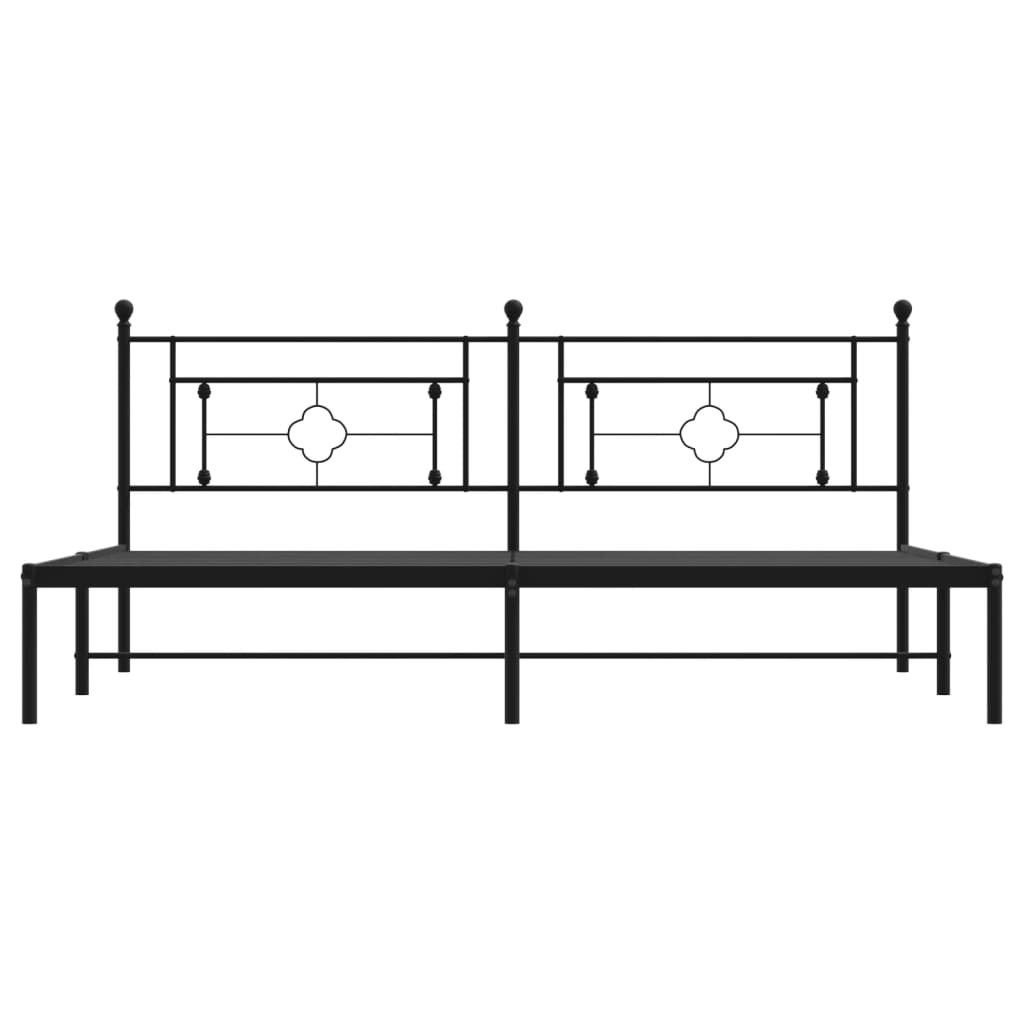 vidaXL Metal Bed Frame without Mattress with Headboard Black 193x203 cm