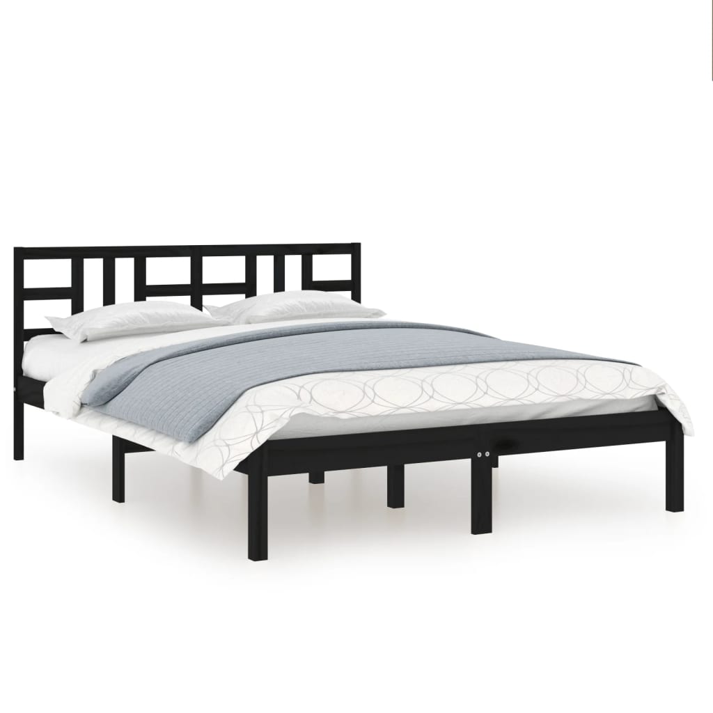 vidaXL Bed Frame without Mattress Black 180x200 cm Super King Solid Wood