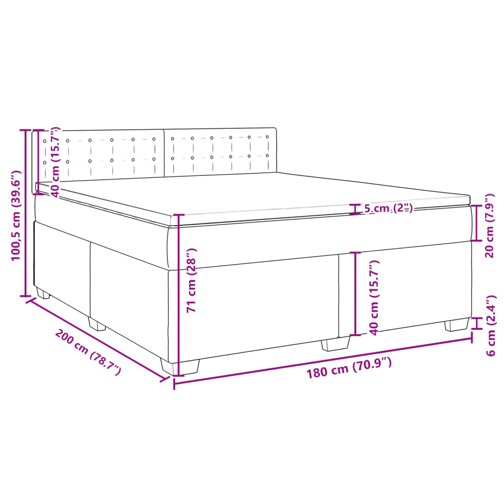 vidaXL Box Spring Bed with Mattress Black 180x200 cm Faux Leather