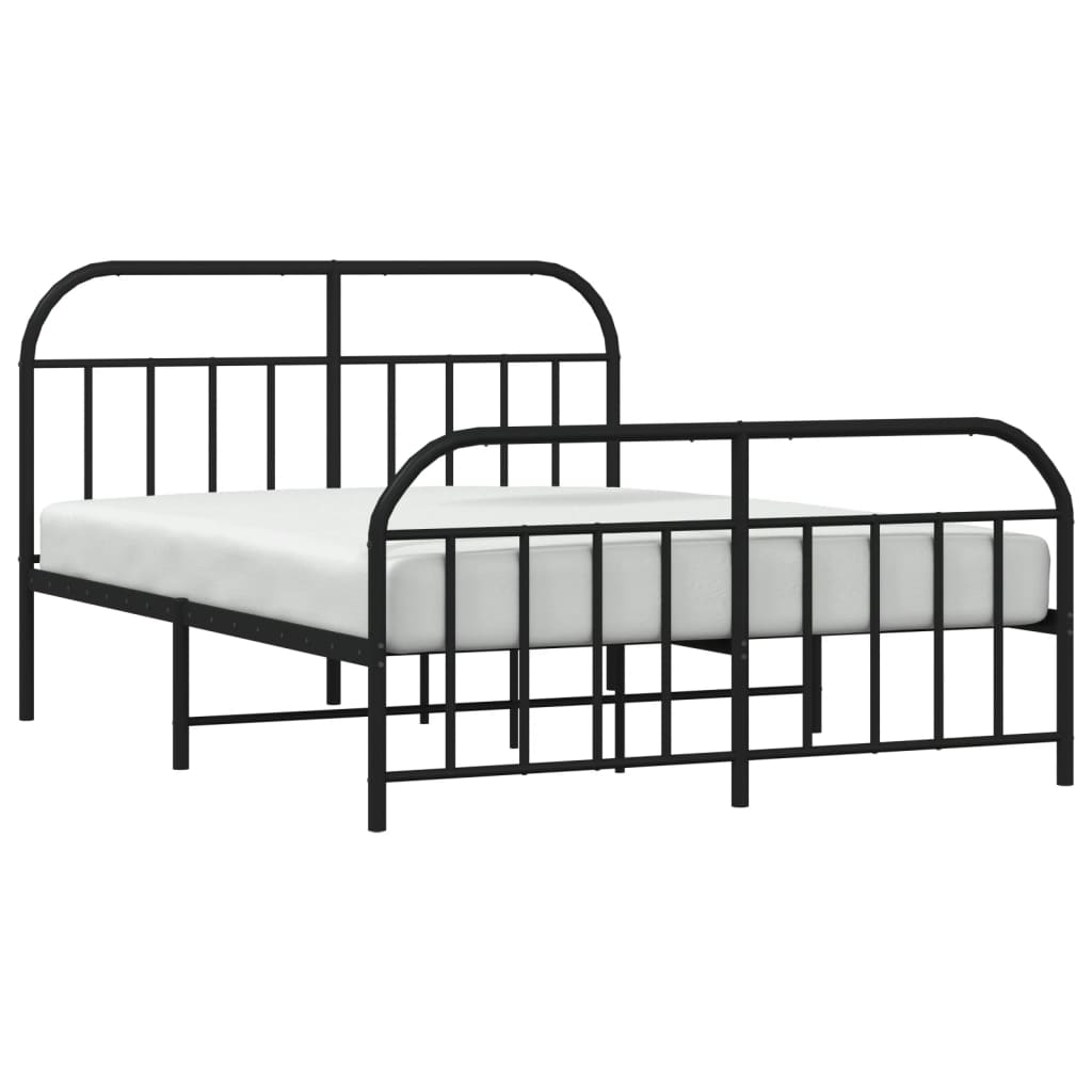 vidaXL Metal Bed Frame without Mattress with Footboard Black 160x200 cm