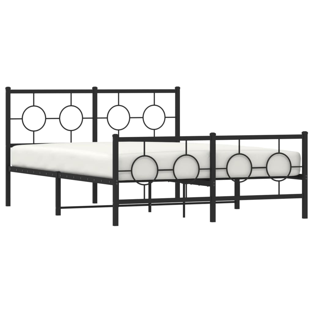 vidaXL Metal Bed Frame without Mattress with Footboard Black 140x200 cm