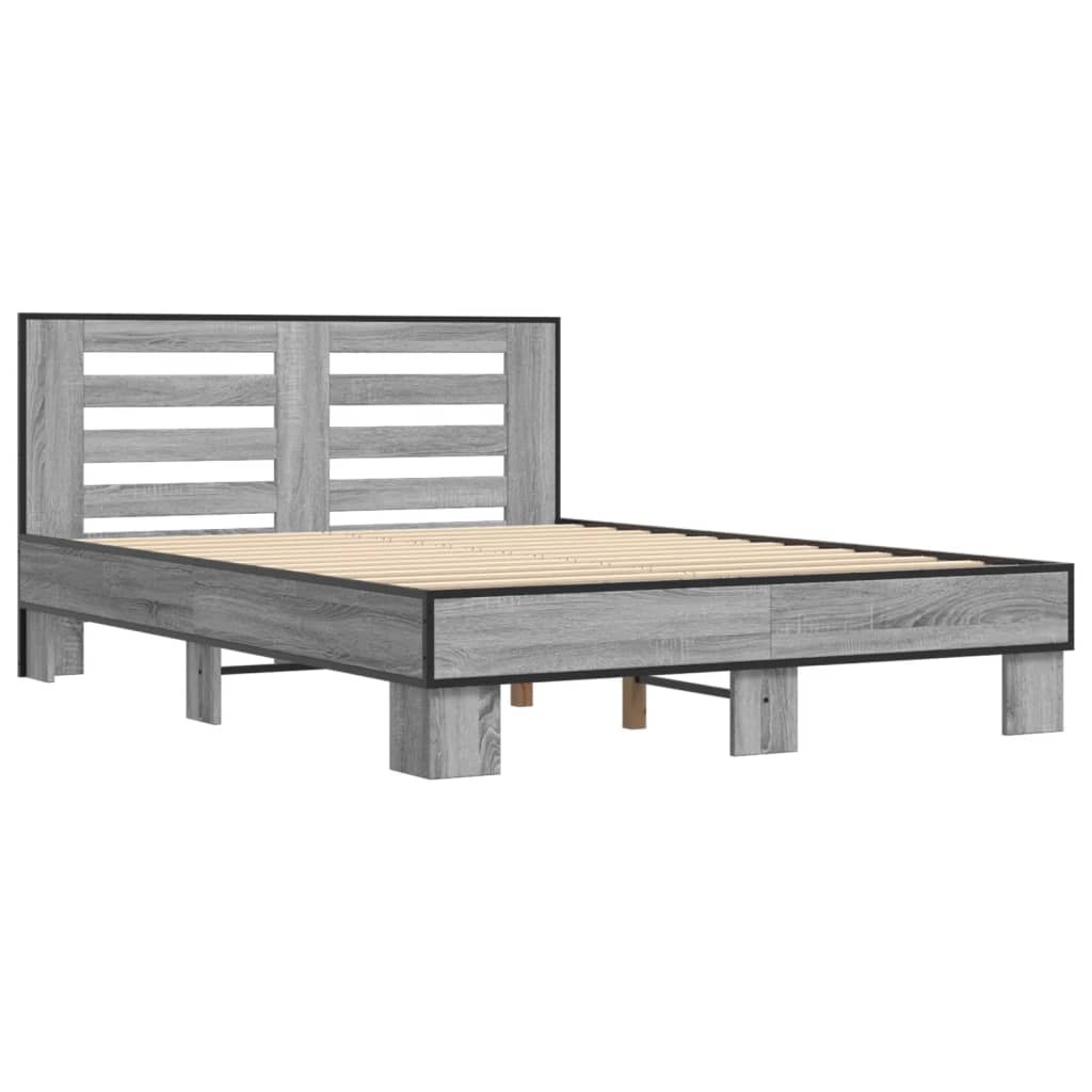 vidaXL Bed Frame without Mattress Grey Sonoma 120x200 cm