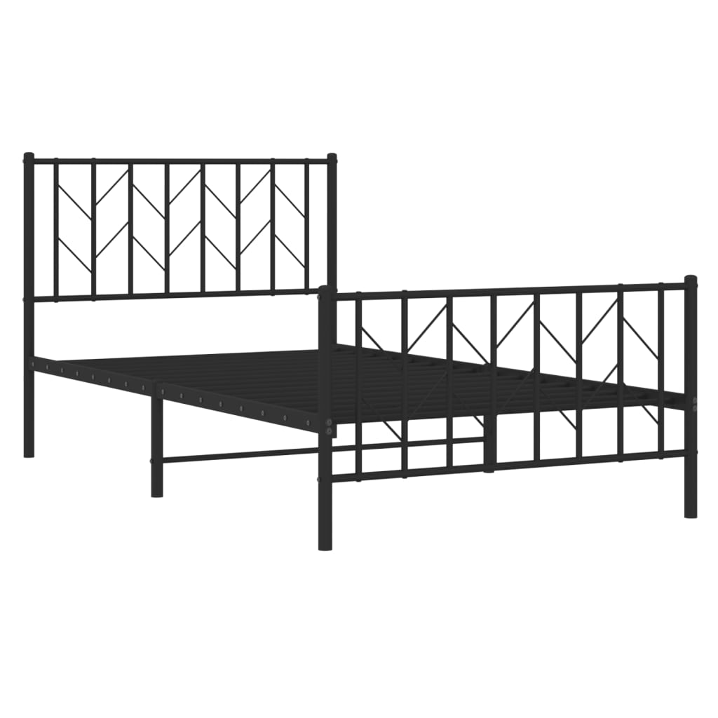 vidaXL Metal Bed Frame without Mattress with Footboard Black 100x200 cm