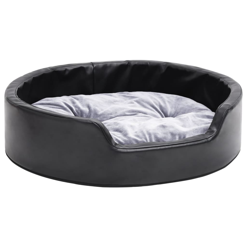 vidaXL Dog Bed Black and Grey 69x59x19 cm Plush and Faux Leather