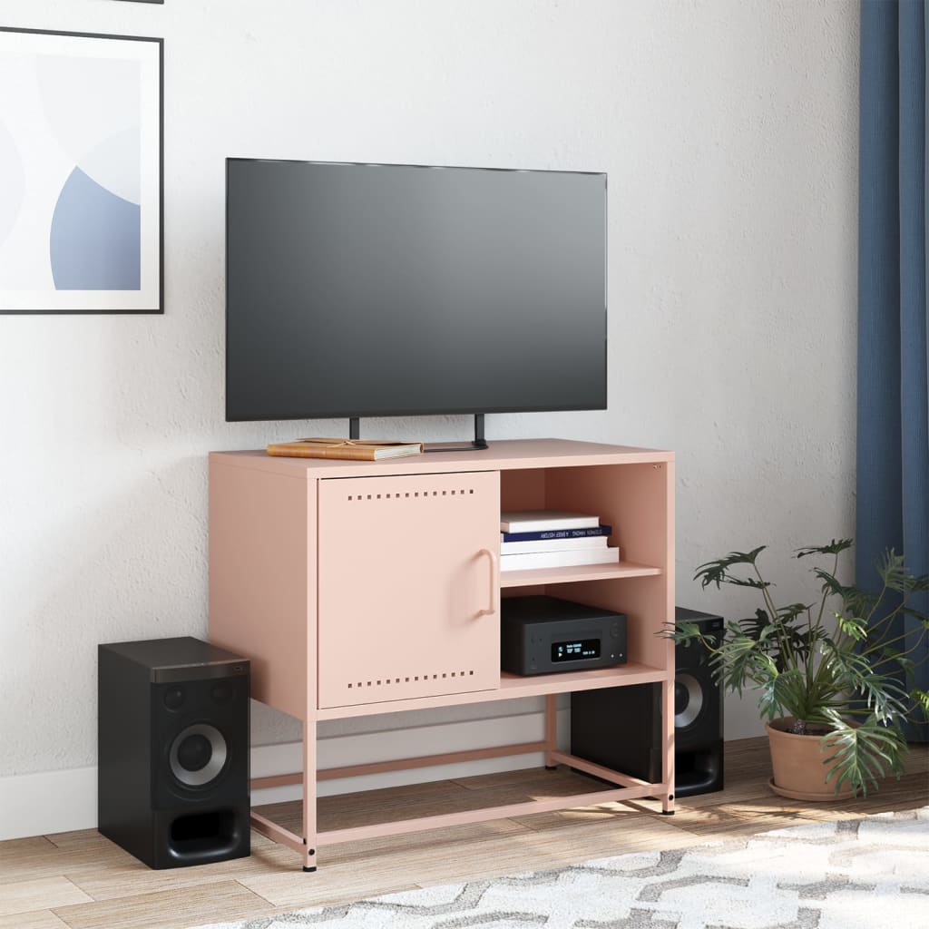 vidaXL TV Cabinet Pink 68x39x60.5 cm Steel