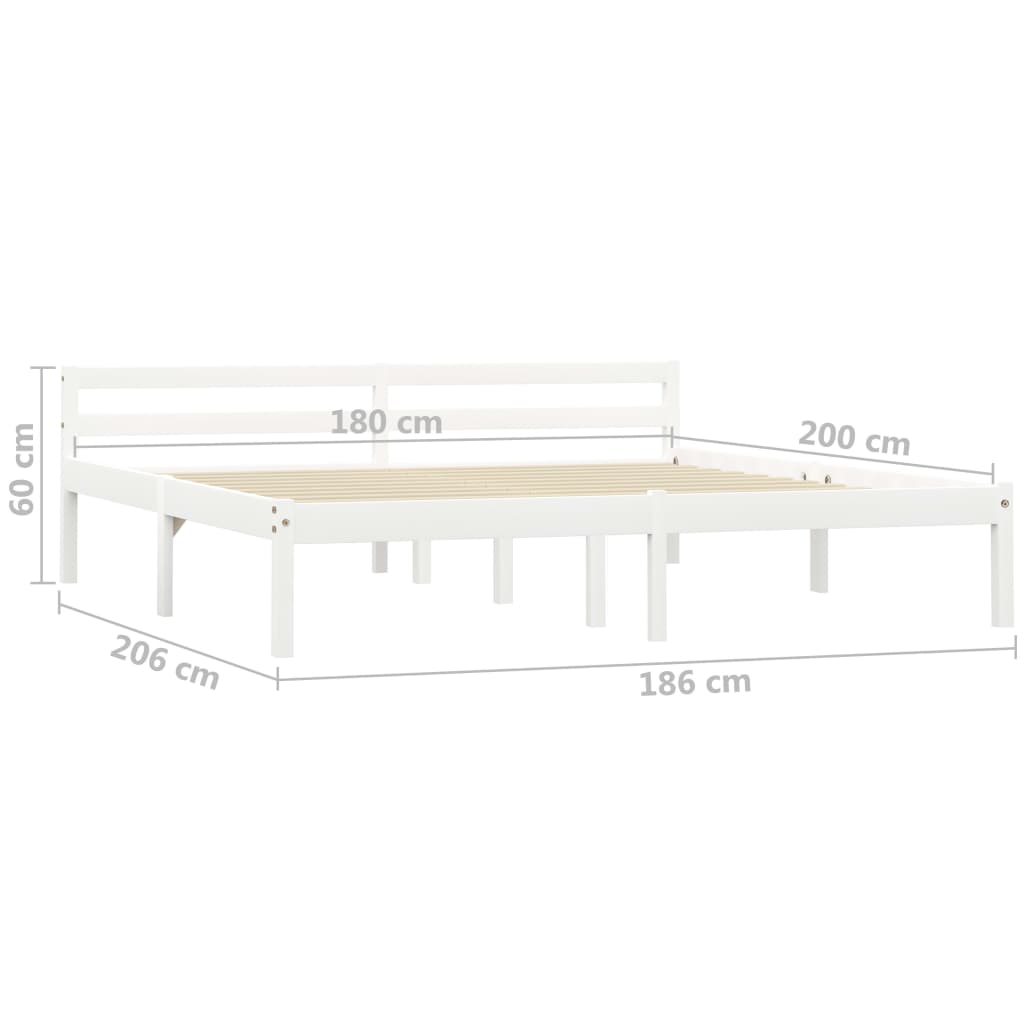 vidaXL Bed Frame without Mattress White Solid Pine Wood 180x200 cm Super King