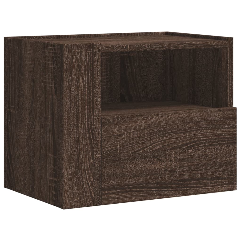 vidaXL Wall-mounted Bedside Cabinet Brown Oak 45x30x35 cm