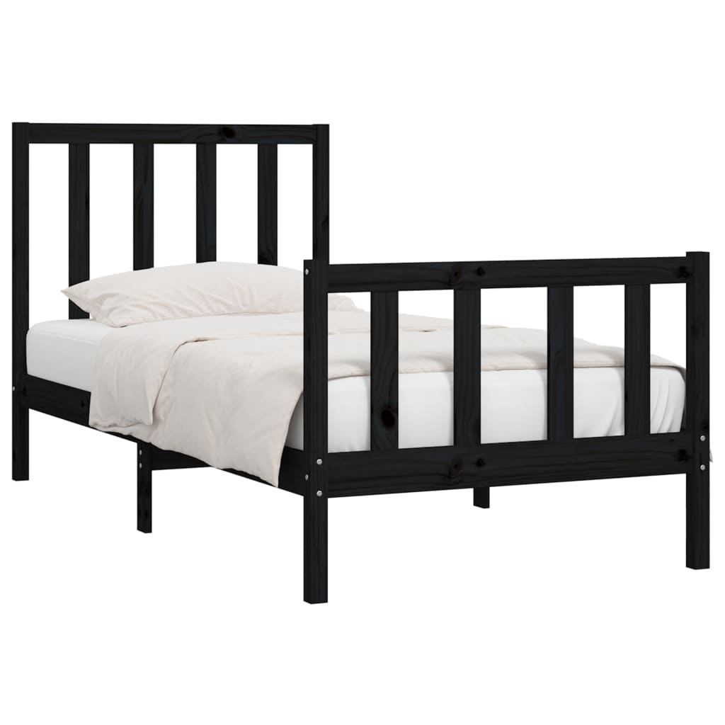 vidaXL Bed Frame without Mattress Black 100x200 cm Solid Wood