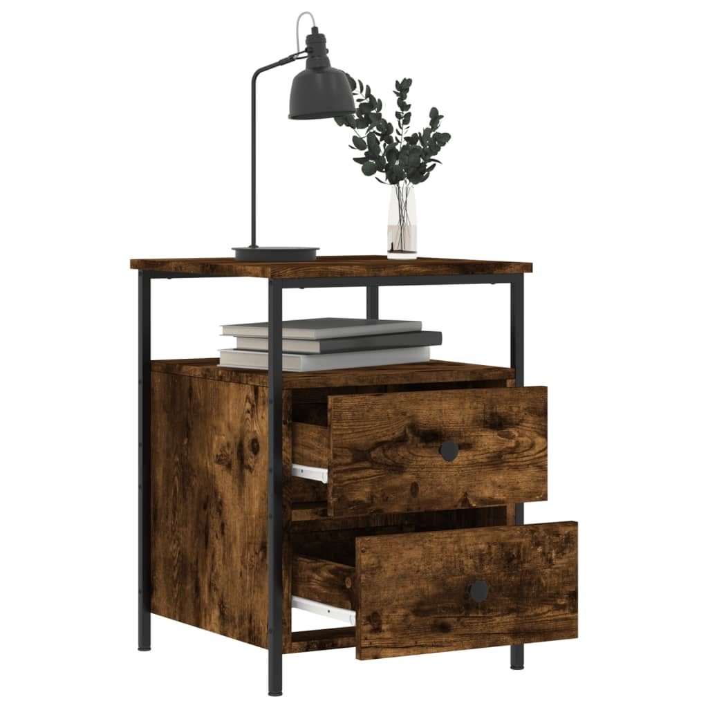 vidaXL Bedside Cabinet Smoked Oak 44x45x60 cm Engineered Wood