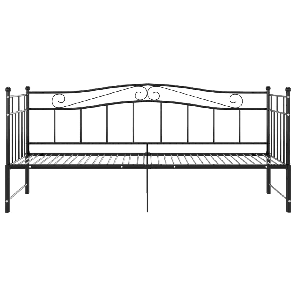 vidaXL Pull-out Sofa Bed Frame without Mattress Black Metal 90x200 cm