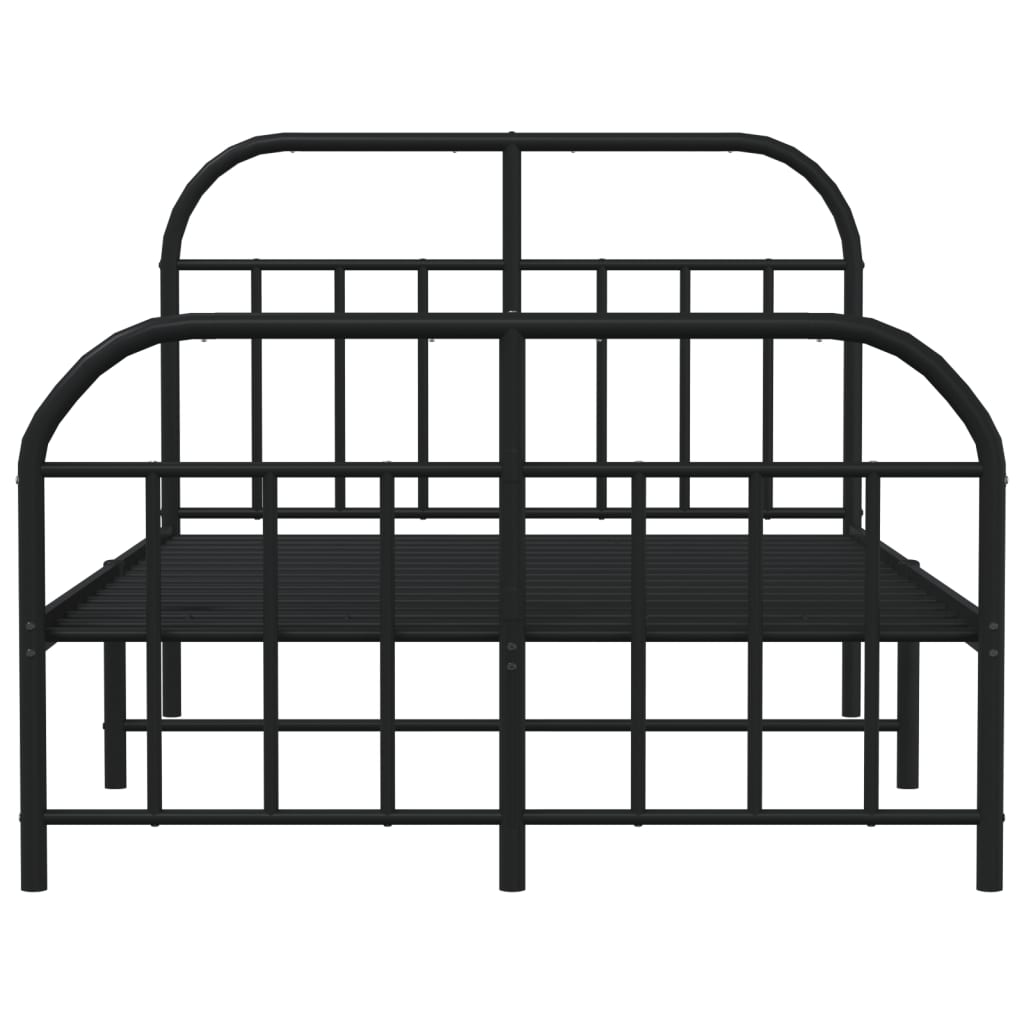 vidaXL Metal Bed Frame without Mattress with Footboard Black 120x200 cm