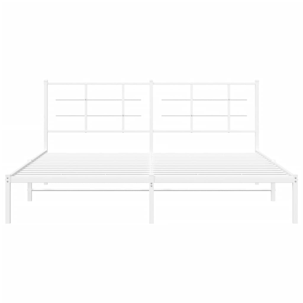 vidaXL Metal Bed Frame without Mattress with Headboard White 183x213 cm