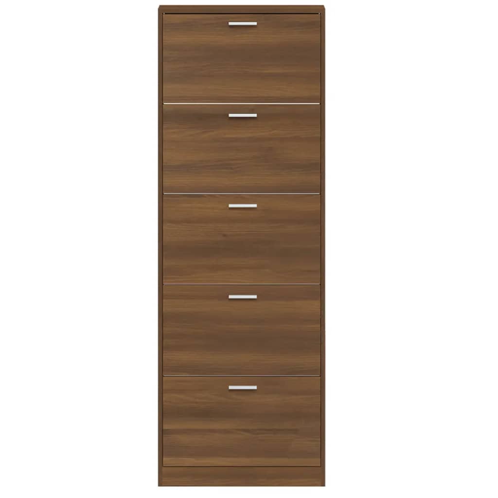 vidaXL Shoe Cabinet Brown Oak 59x17x169 cm Engineered Wood