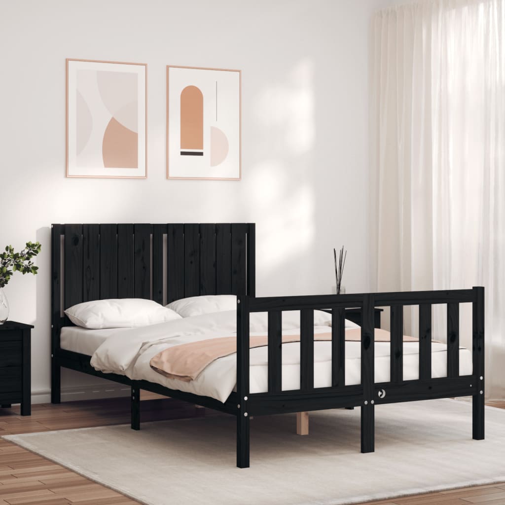 vidaXL Bed Frame without Mattress Black 120x200 cm Solid Wood Pine