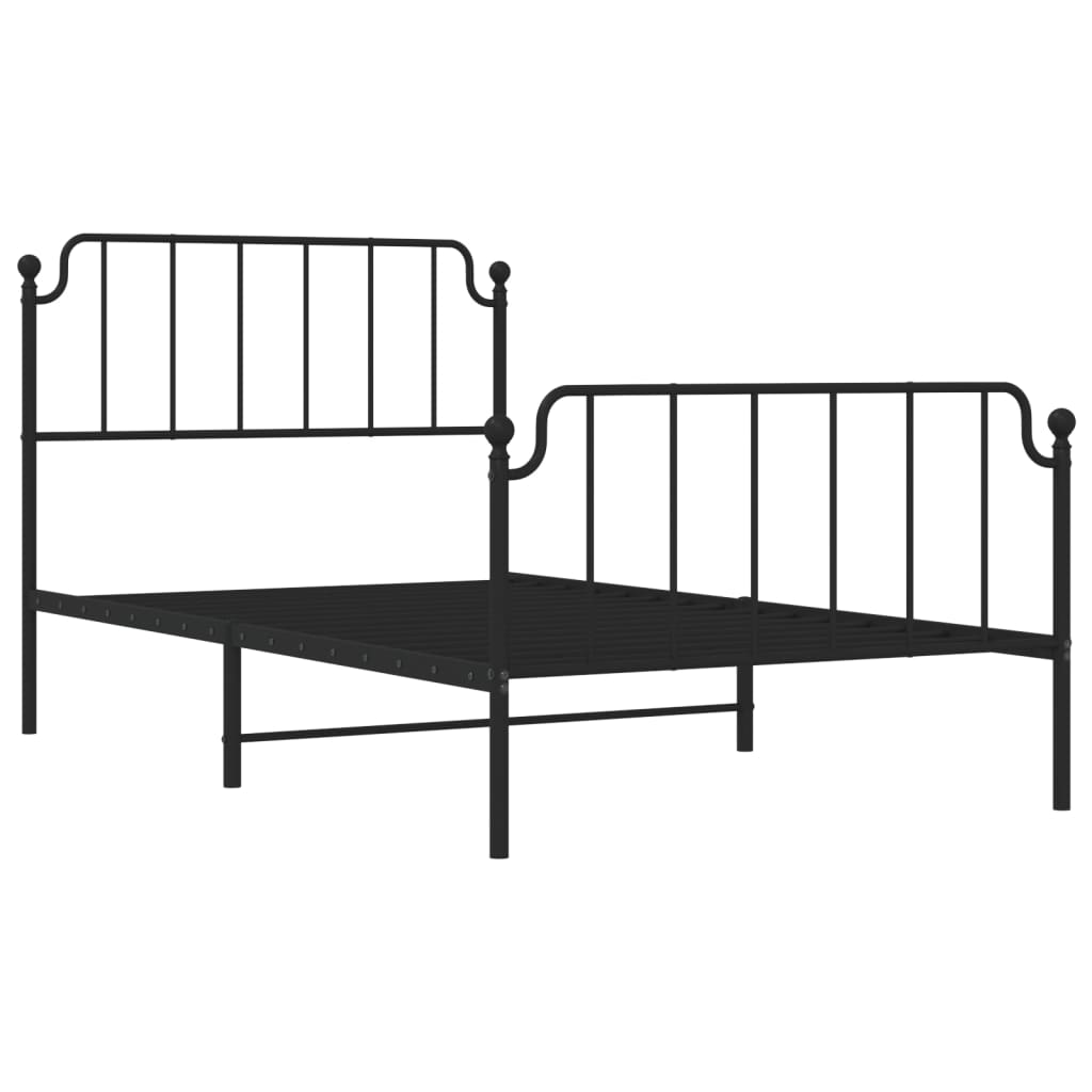 vidaXL Metal Bed Frame without Mattress with Footboard Black 107x203 cm