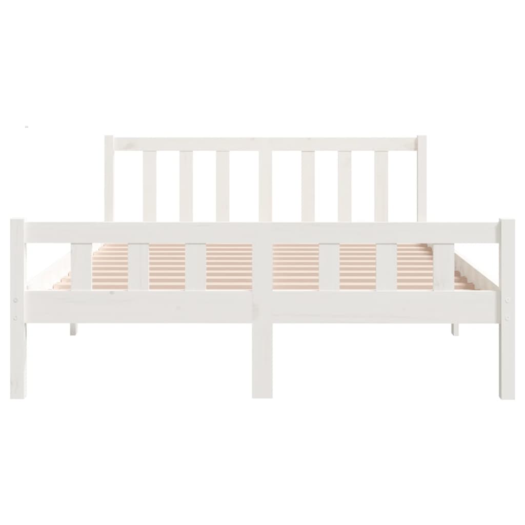 vidaXL Bed Frame without Mattress White Solid Wood Double