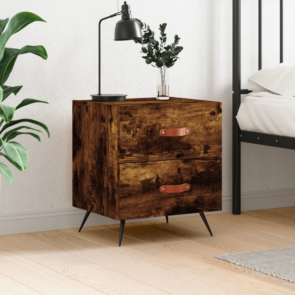 vidaXL Bedside Cabinet Smoked Oak 40x35x47.5 cm Engineered Wood