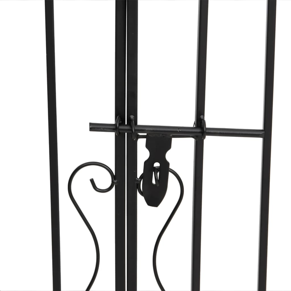 vidaXL Garden Gate Black 121x8x120 cm Wrought Iron