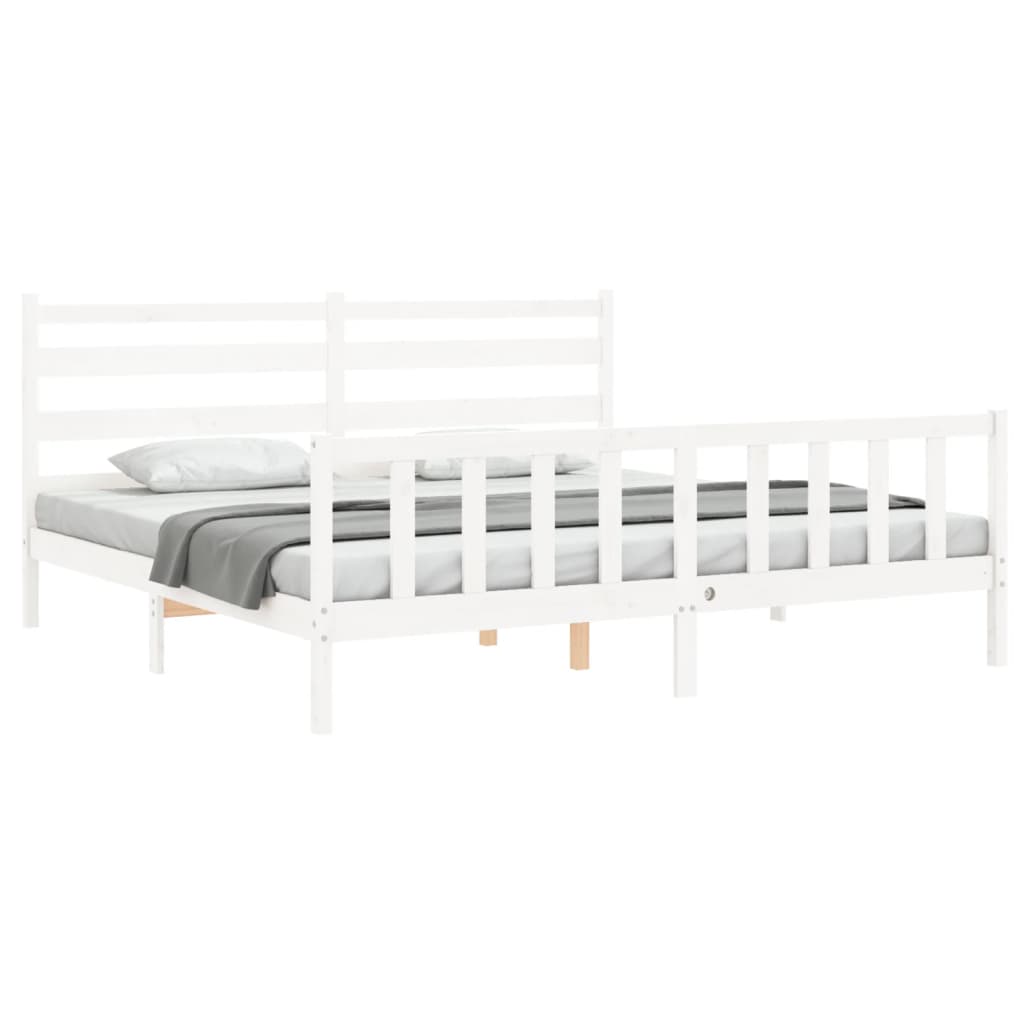 vidaXL Bed Frame without Mattress White 200x200 cm Solid Wood Pine