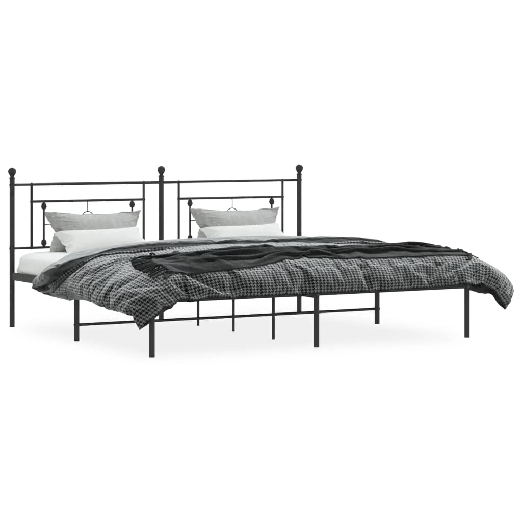 vidaXL Metal Bed Frame without Mattress with Headboard Black 193x203 cm