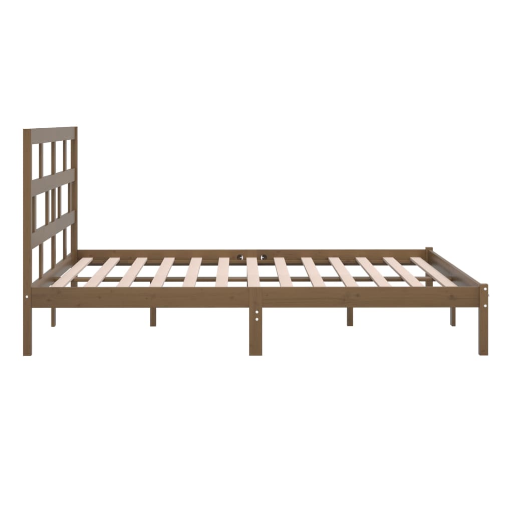 vidaXL Bed Frame without Mattress Honey Brown Solid Wood Pine 200x200 cm (810040+814217)