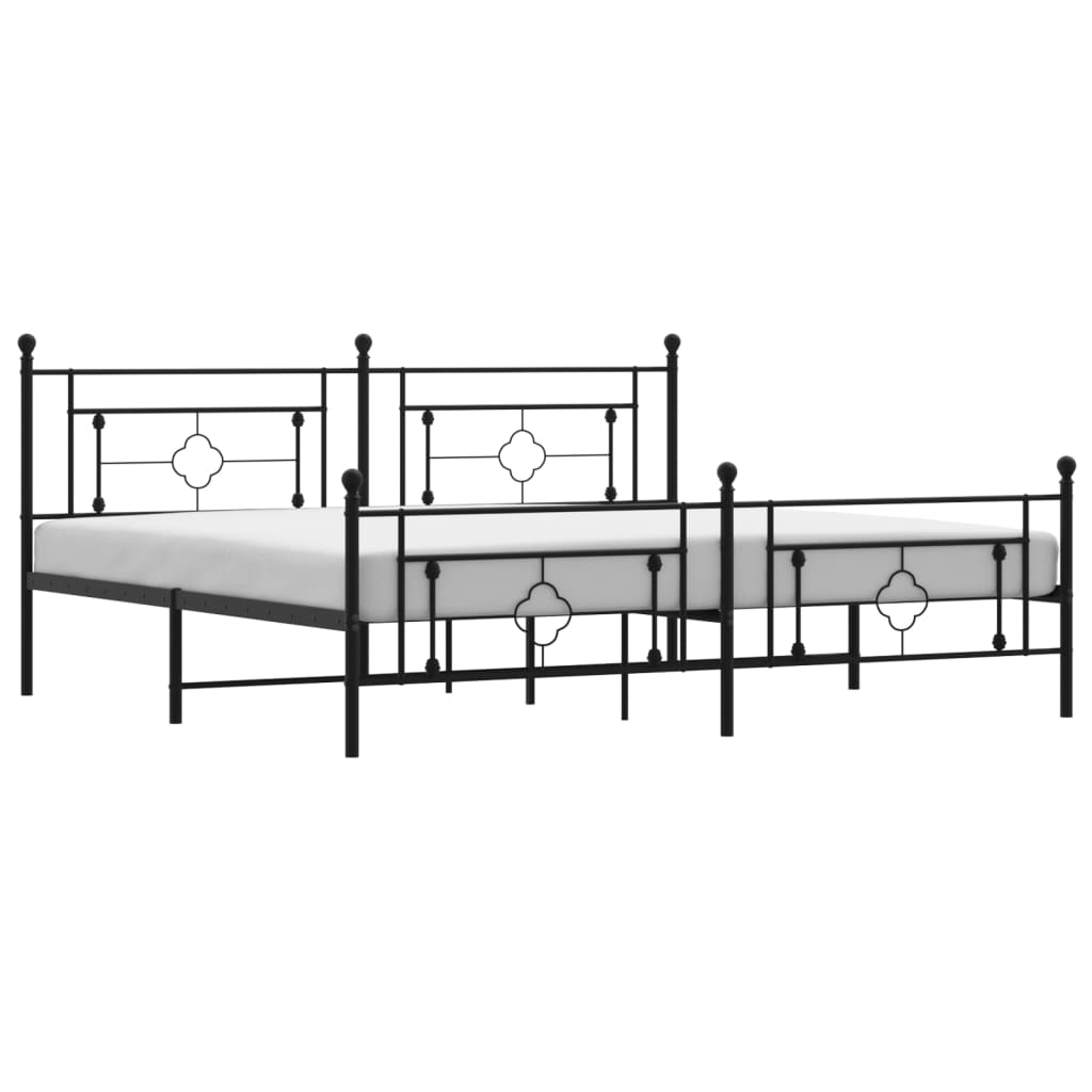 vidaXL Metal Bed Frame without Mattress with Footboard Black 193x203 cm