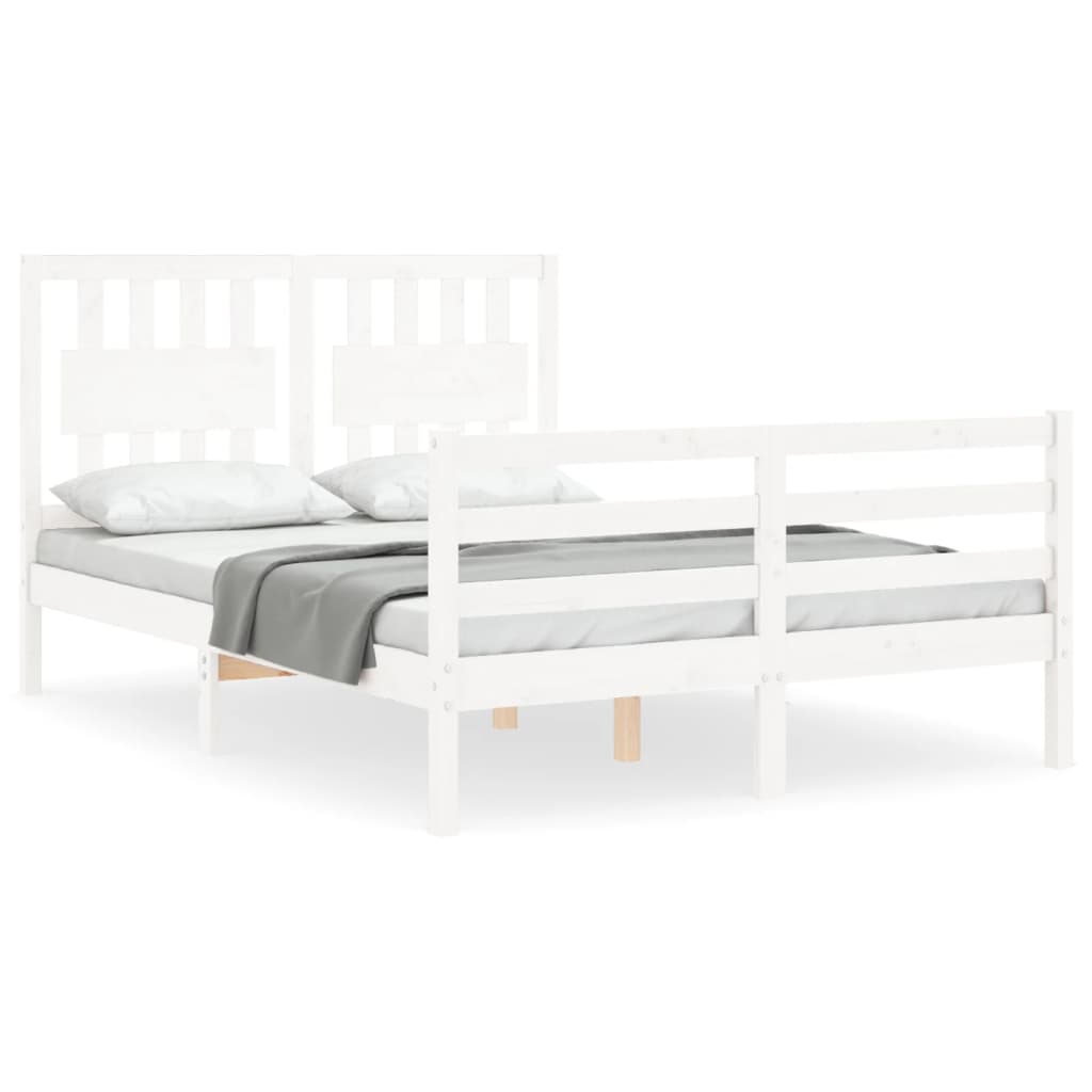 vidaXL Bed Frame without Mattress White Double Solid Wood