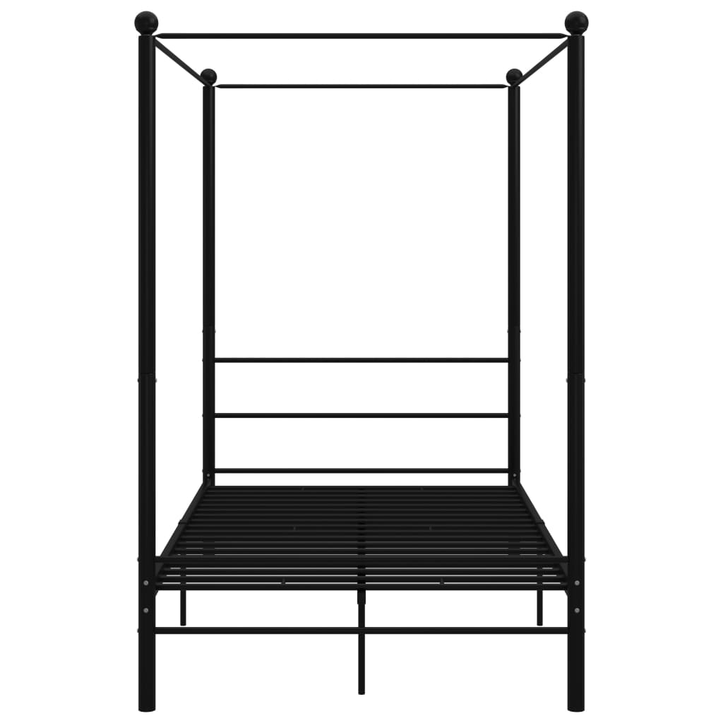 vidaXL Canopy Bed Frame without Mattress Black Metal 120x200 cm