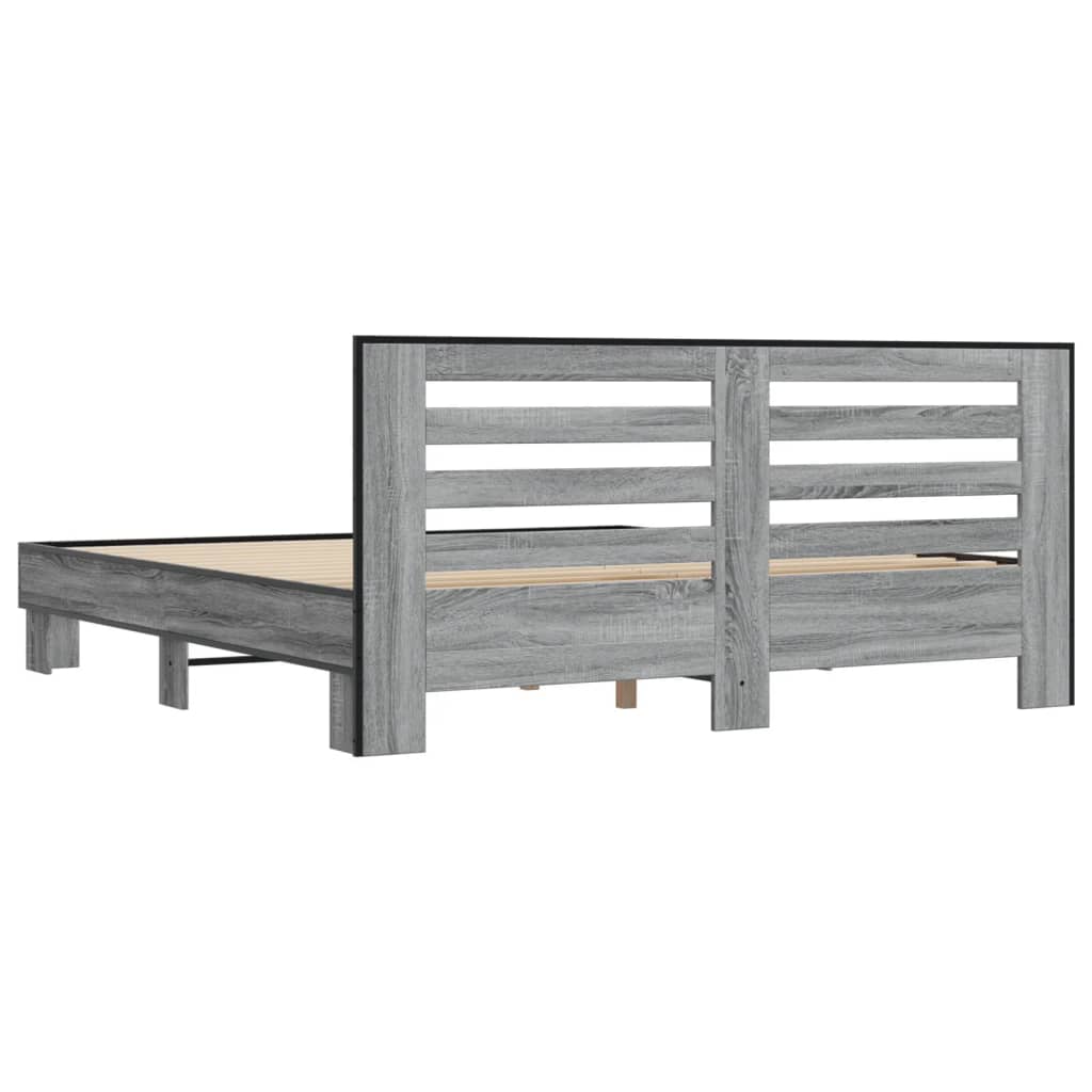 vidaXL Bed Frame without Mattress Grey Sonoma 180x200 cm Super King