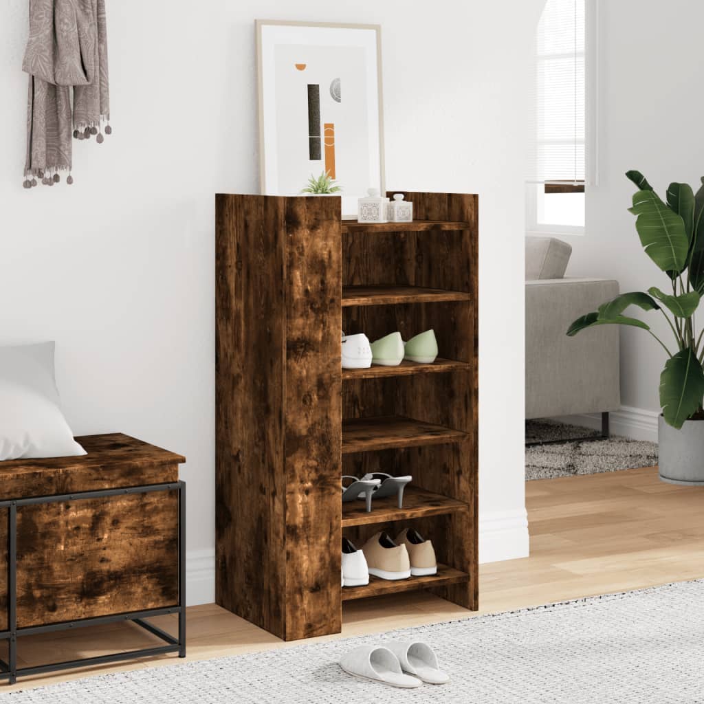 vidaXL Shoe Cabinet Smoked Oak 52x37.5x100 cm Engineered Wood