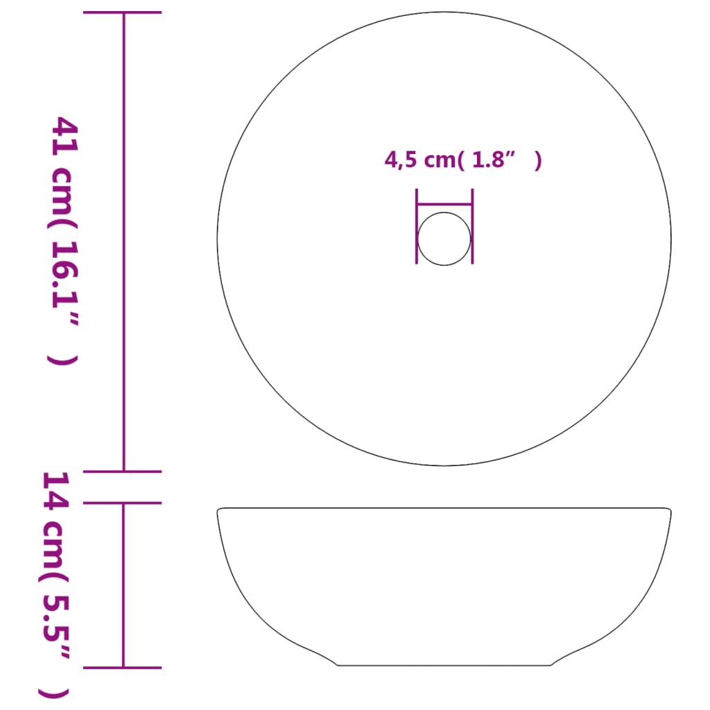 vidaXL Countertop Basin White and Yellow Round Φ41x14 cm Ceramic