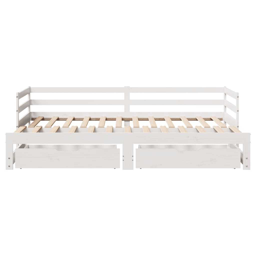 vidaXL Daybed with Trundle and Drawers without Mattress White 90x200 cm