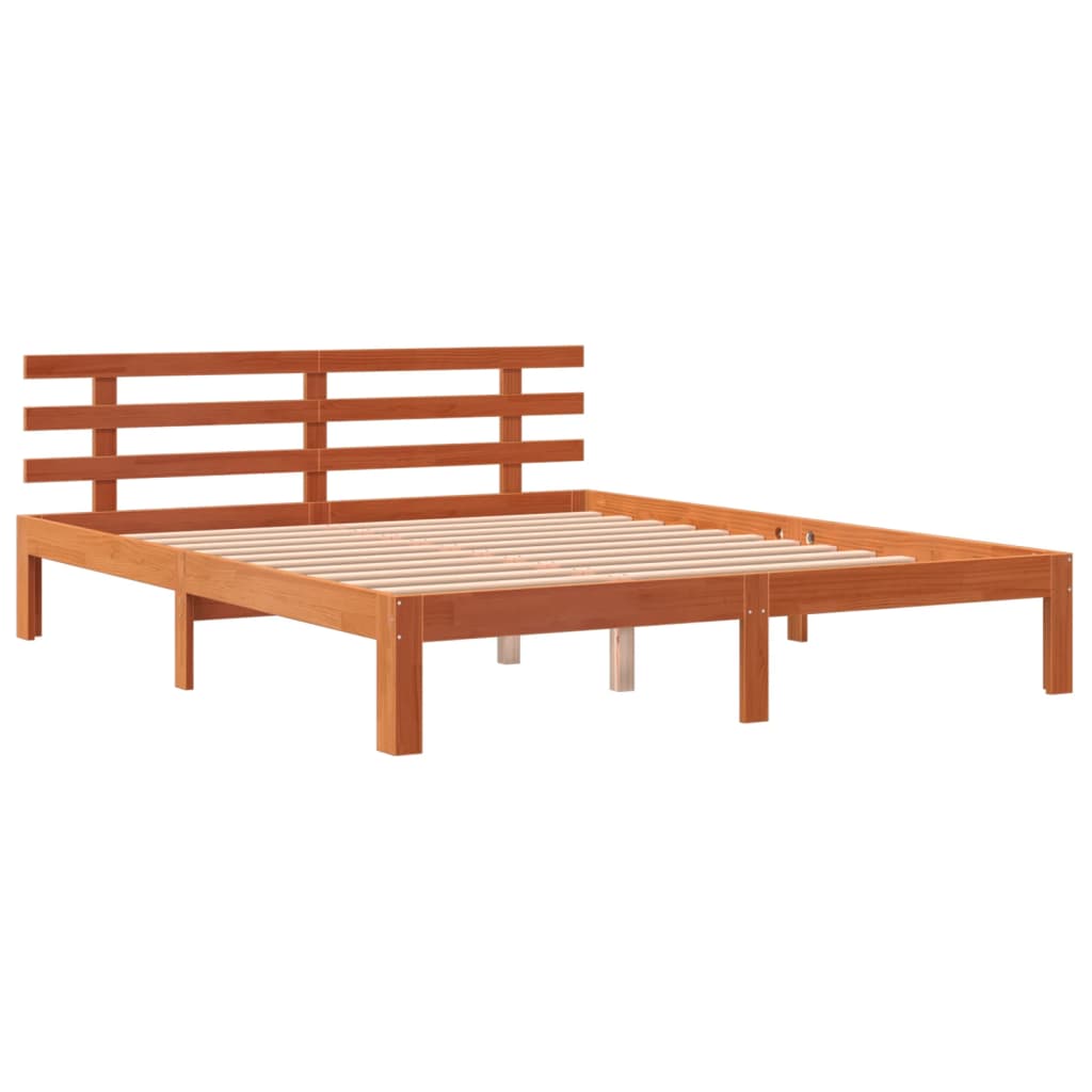 vidaXL Bed Frame without Mattress Wax Brown 160x200 cm Solid Wood Pine