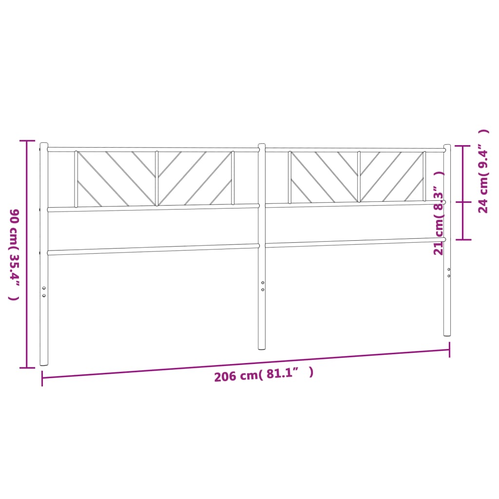 vidaXL Metal Headboard White 200 cm