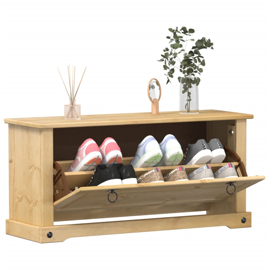 vidaXL Shoe Cabinet Corona 99x32x47 cm Solid Wood Pine