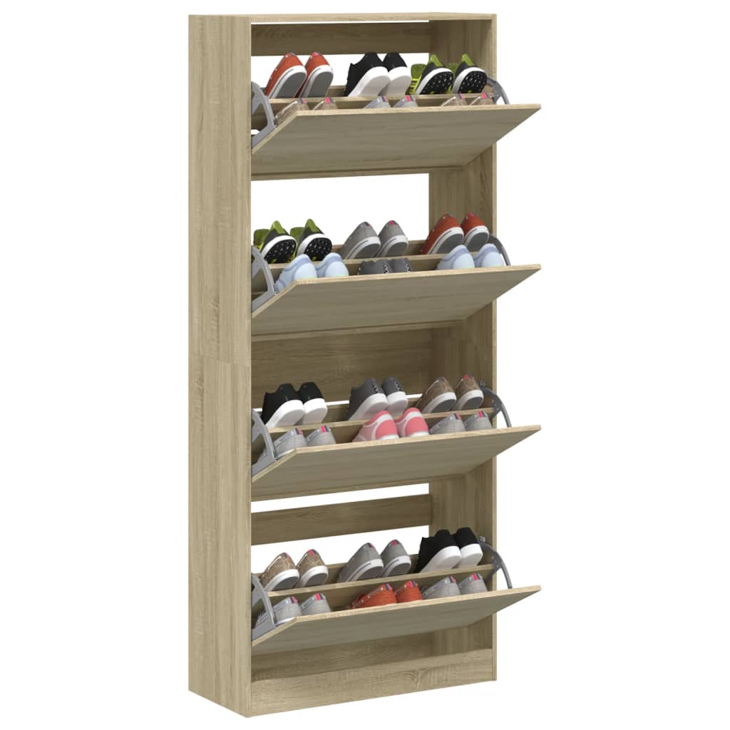 vidaXL Shoe Cabinet with 4 Flip-Drawers Sonoma Oak 80x34x187.5 cm