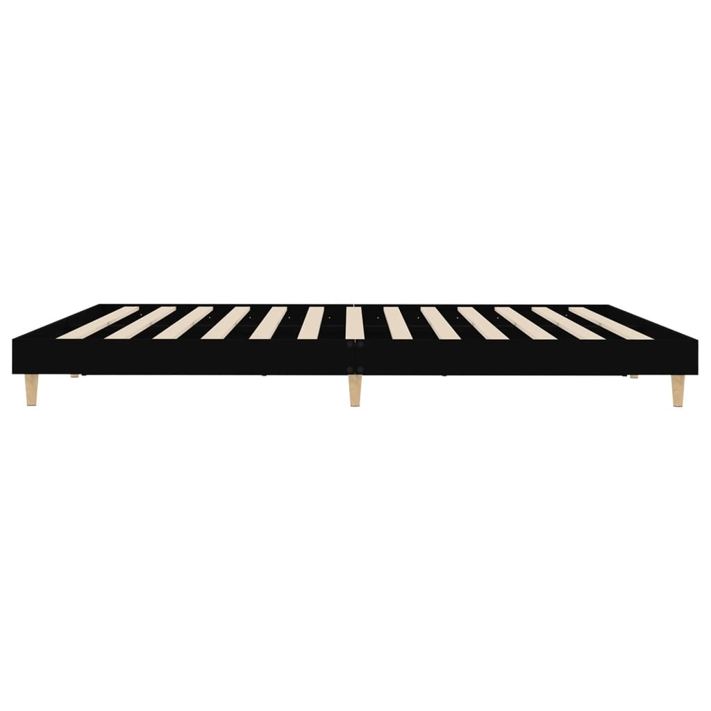 vidaXL Bed Frame without Mattress Black 150x200 cm King Size Engineered Wood