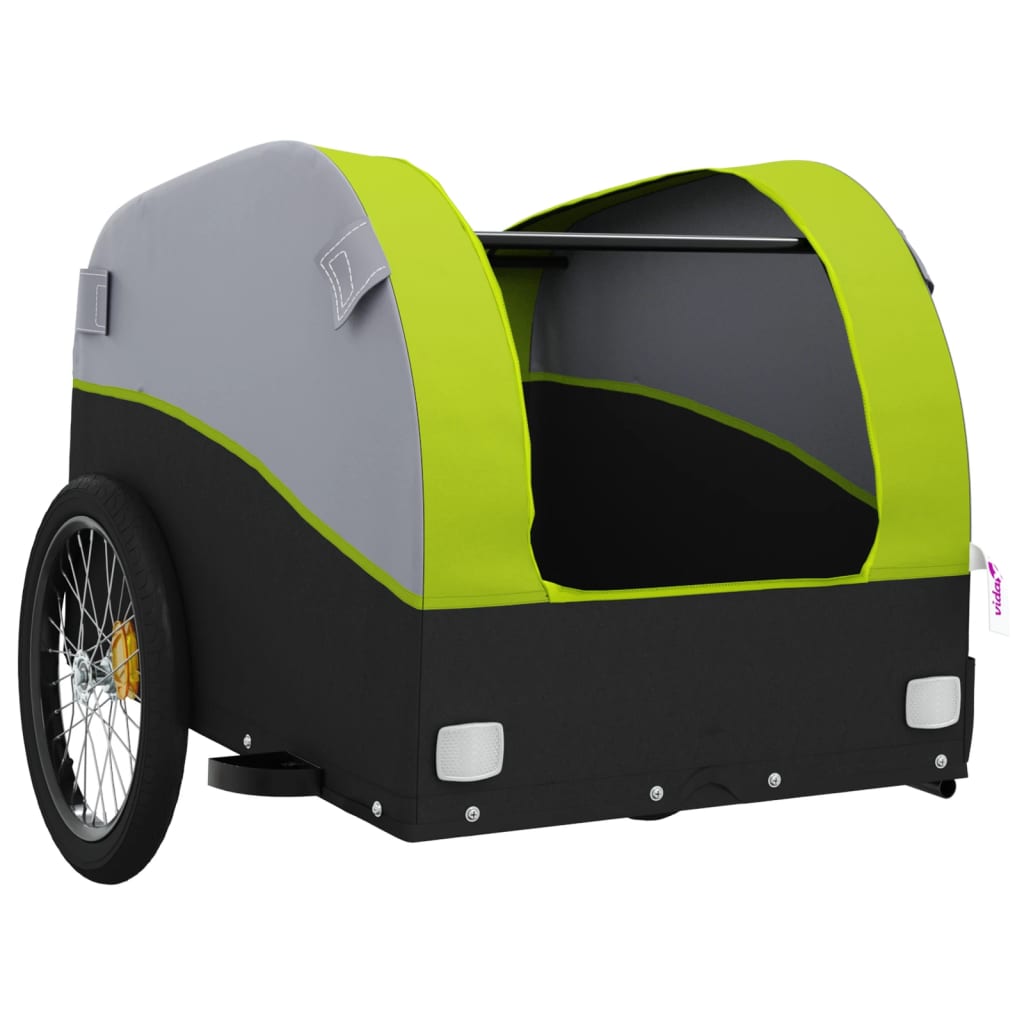 vidaXL Bike Trailer Black and Green 45 kg Iron