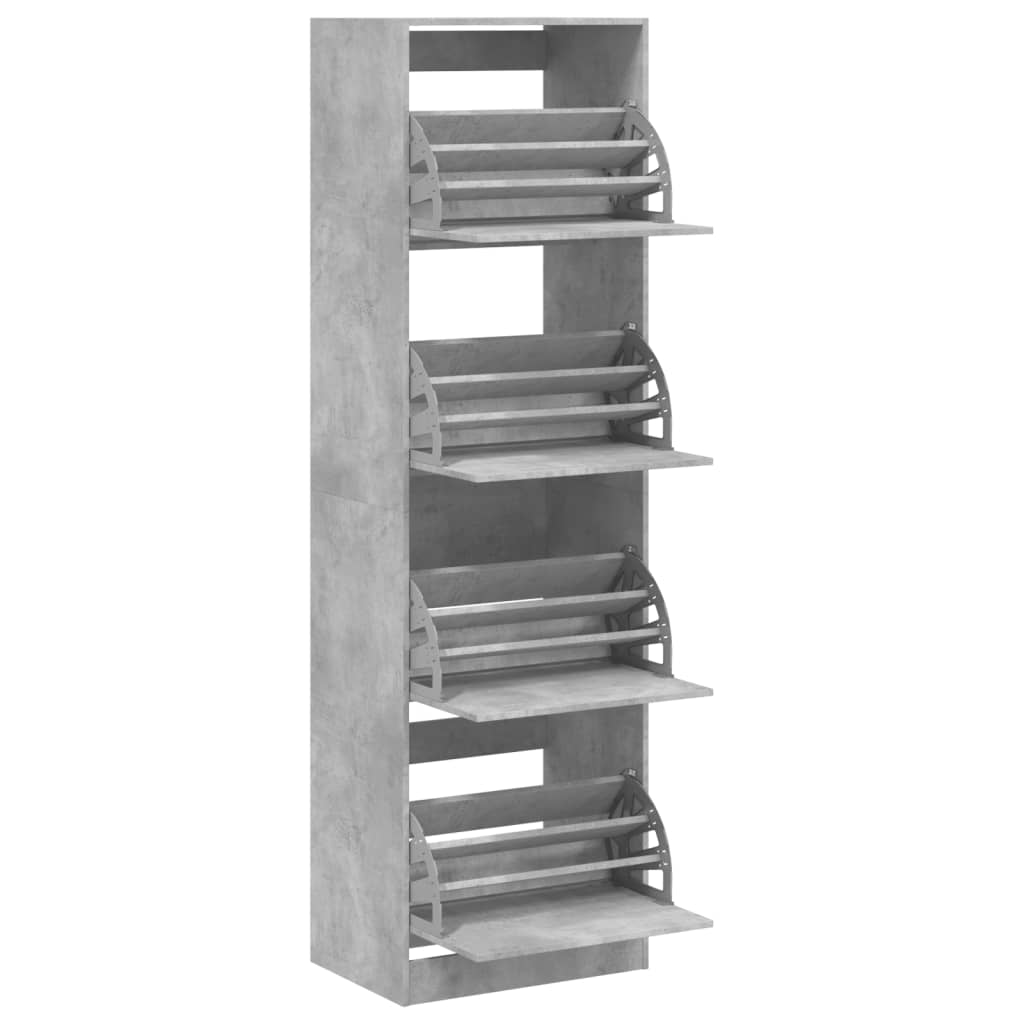 vidaXL Shoe Cabinet with 4 Flip-Drawers Concrete Grey 60x42x204 cm